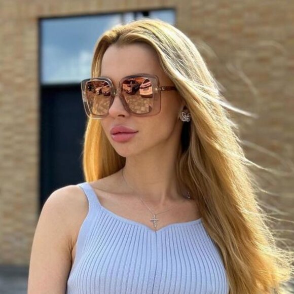 Gucci Women Sunglasses Trans Sand Brown Gradient Mirrored Square GG1314S 005 NEW - Picture 10 of 10